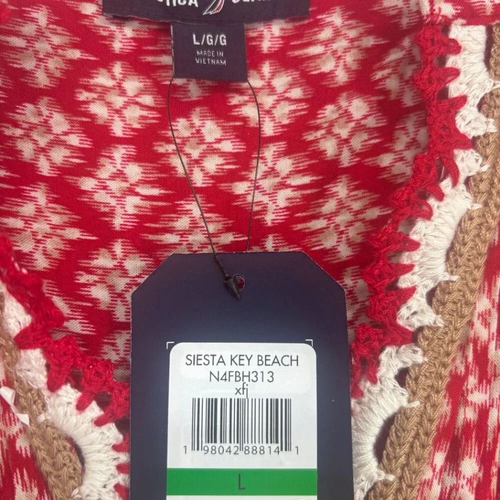 Nautica Women' Siesta Key Beach Printed Popover Dress Samba Multi Size Large NWT - Picture 4 of 5